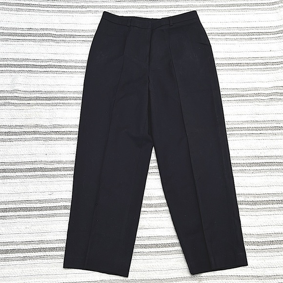 Talbots Womens 12P Black Wool High Waist Trousers Lined Office Careerwear - Picture 2 of 11